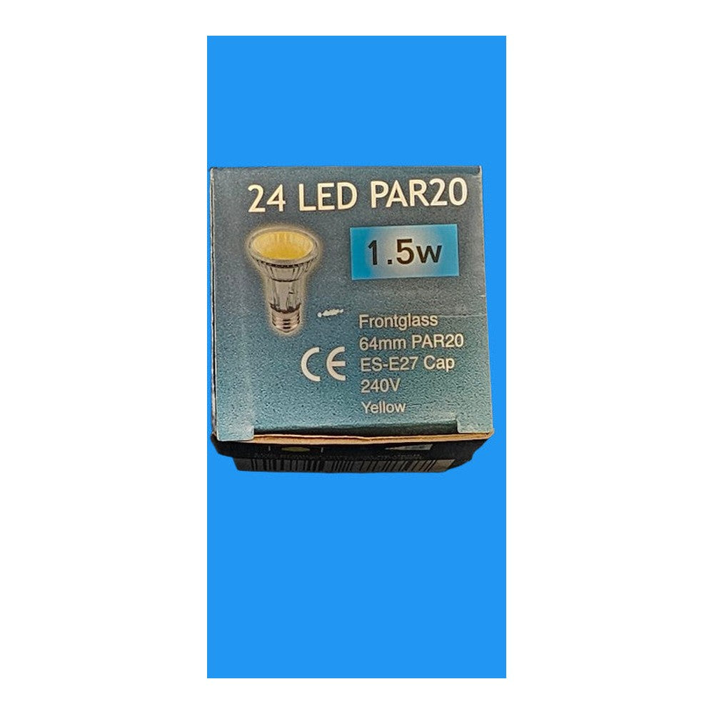 ES-E27 PAR20 1.5w ( Pack of 3 ) LED YELLOW Frontglass Lamp Bulb 240v