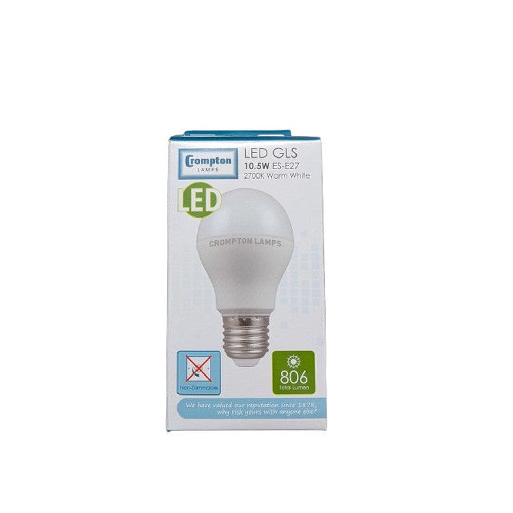 E27 10.5w Crompton LED GLS Thermal Plastic Bulb E27 10.5W Warm White 3668