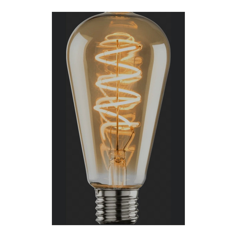 2 x E27 Knightsbridge ST4ESDA 230 V 4W LED ST64 Amber Spiral Filament Lamp 1800K