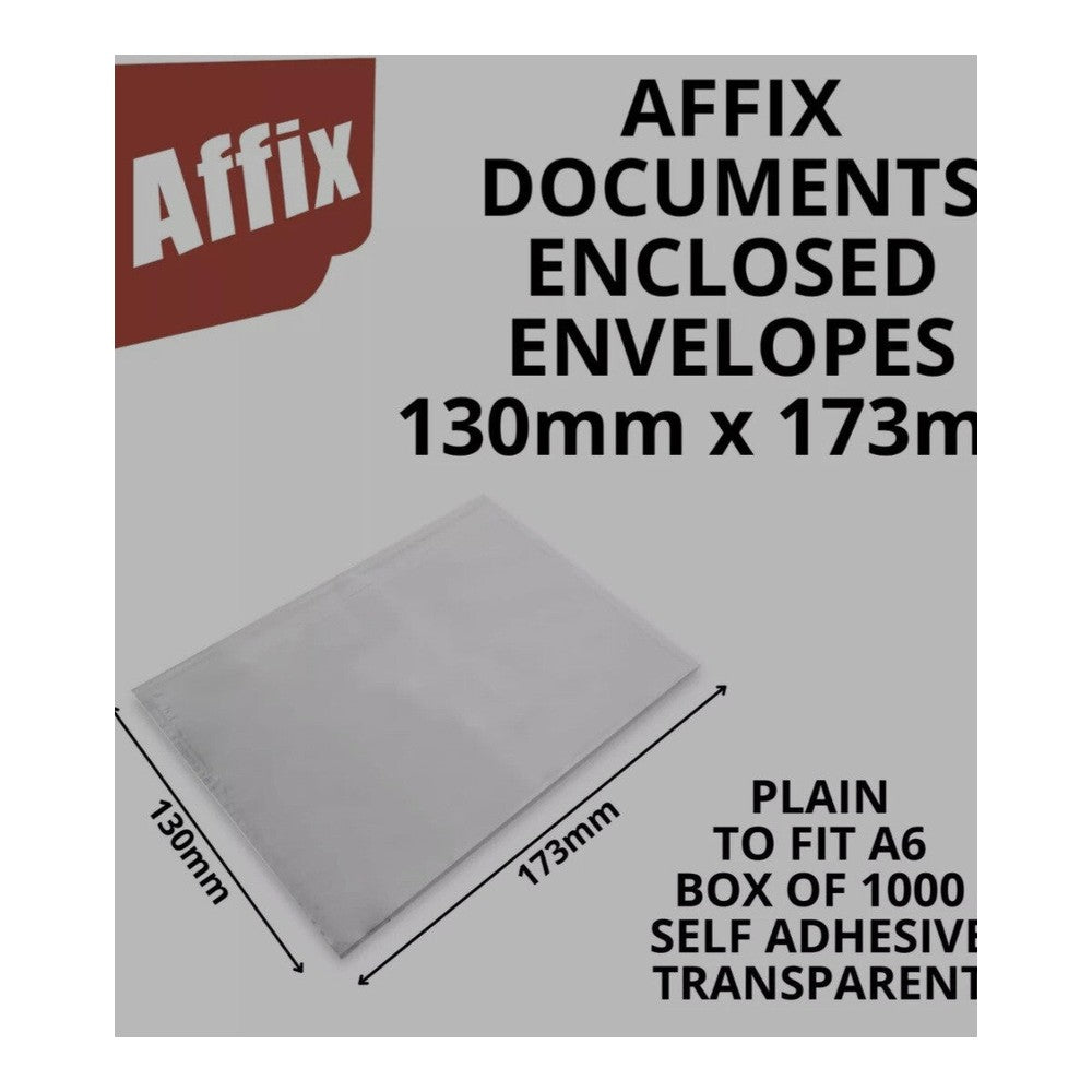 Box of 1000 A Documents Enclosed Envelopes - Affix - Plain Self Adhesive Wallets