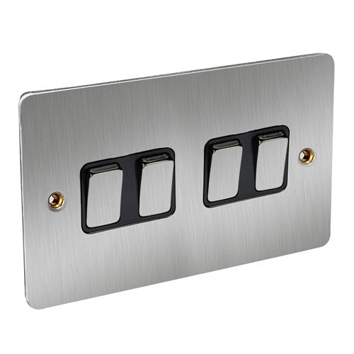 CED Satin Chrome Switches & Sockets - Axiom Electrical Fuse USB Cooker Flatplate