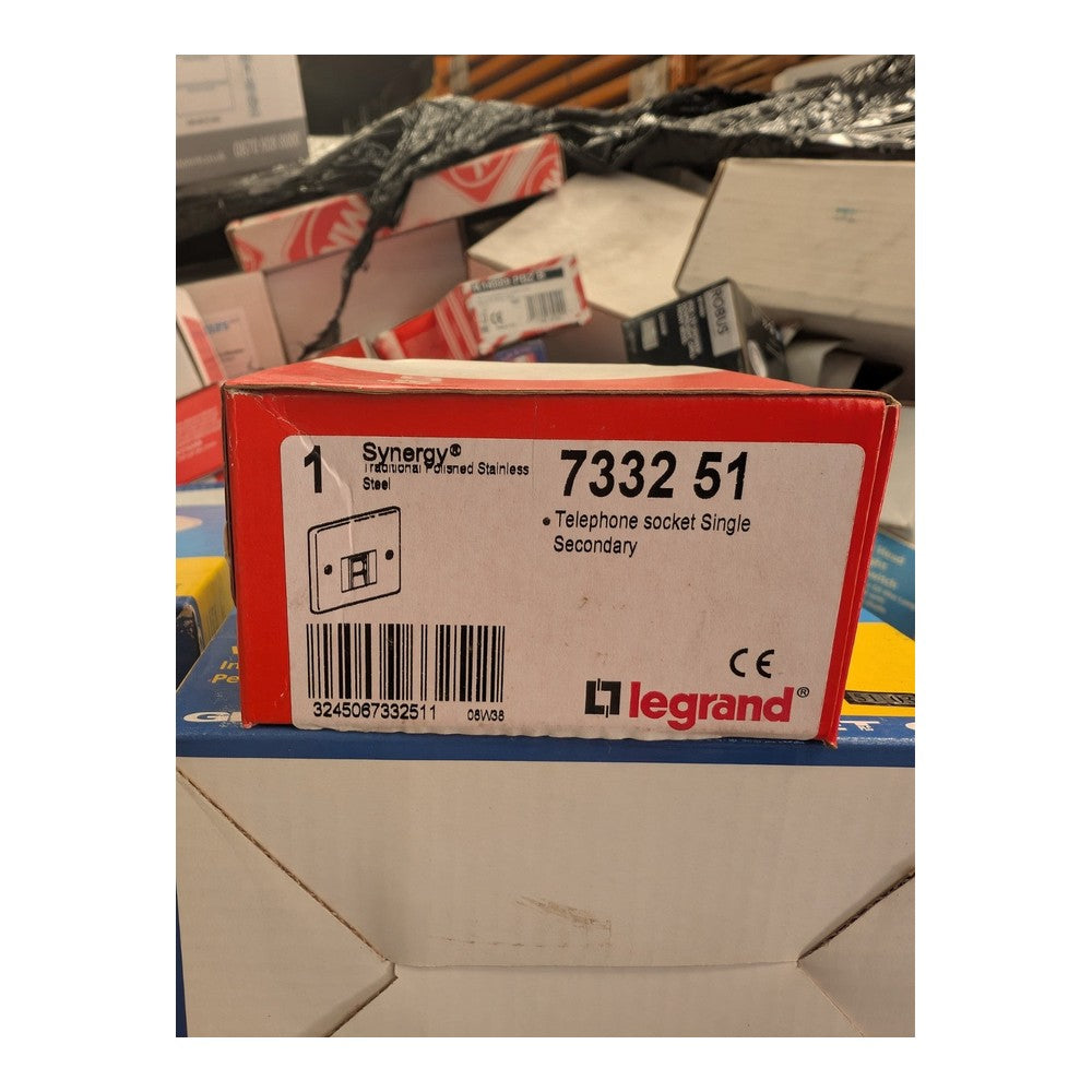 Telephone Socket Secondary Legrand Synergy Polished Stainless Steel 7332-51 X2