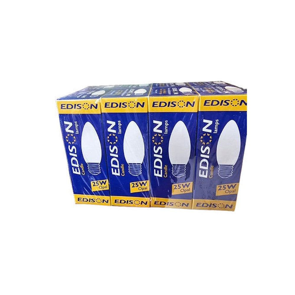 ES/E27 Cap 25W ( Pack of 4 ) Opal Candle Bulb 240v 180lm 1000H