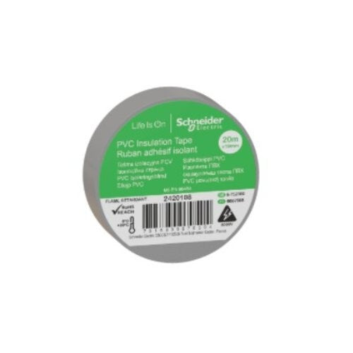 8x Schneider PVC Grey Insulated Tape Electrical Insulating Tape Wiring 19mmx20m